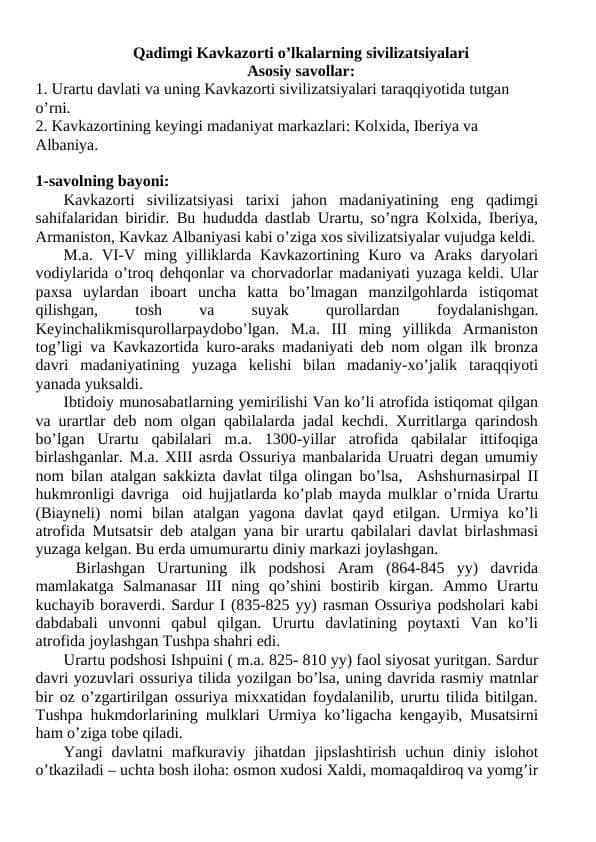 Qadimgi Kavkazorti o’lkalarning sivilizatsiyalari 24