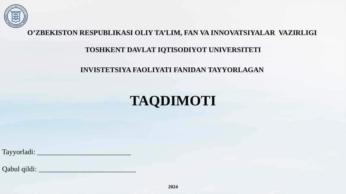 Ozarbayjon davlatining investitsiya tahlili