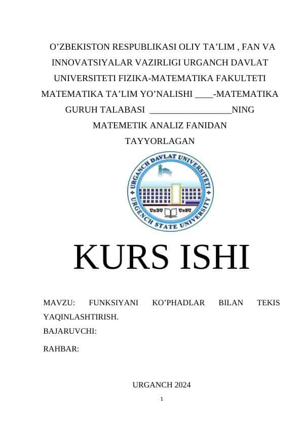 Funksiyani ko'phadlar bilan tekis yaqinlashtirish