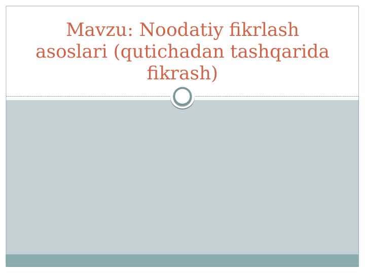 Noodatiy fikrlash asoslari