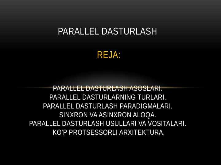 Parallel dasturlash