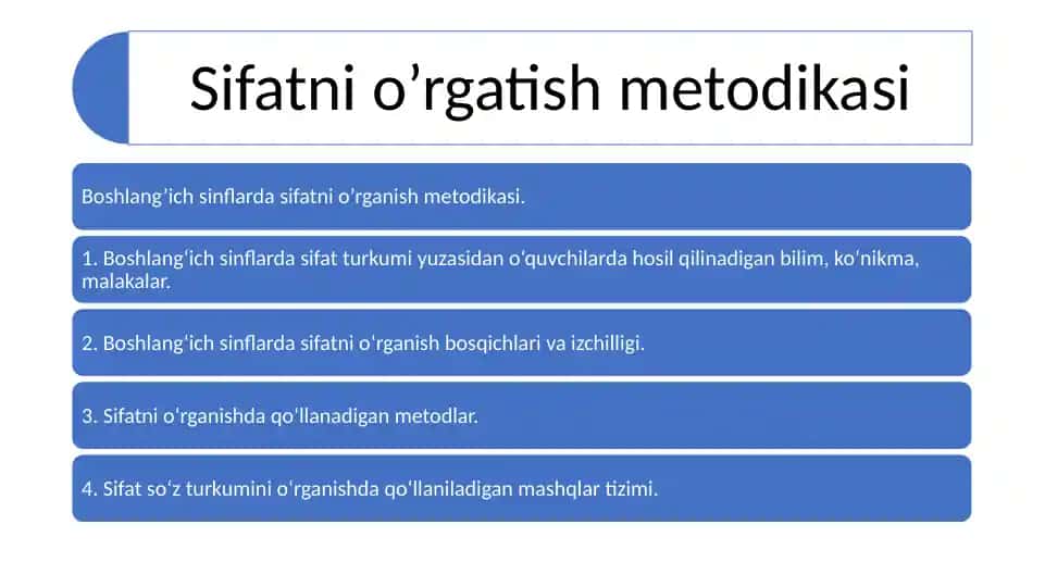 Sifatni o’rganish metodikasi