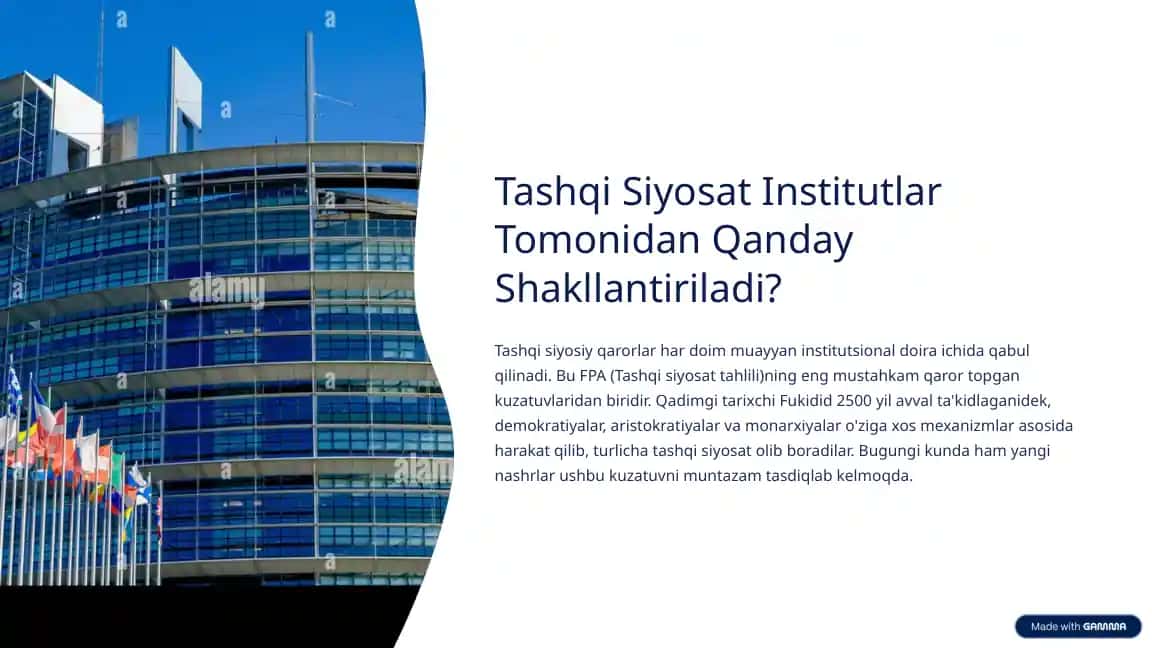Qanday Shakllantiriladi? Tashqi Siyosat Institutlar Tomonidan