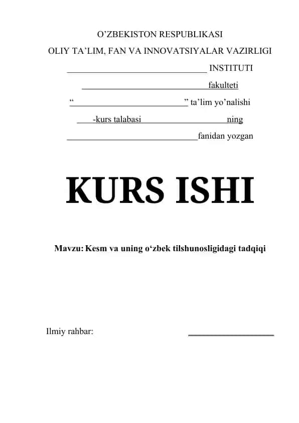 Kesm va uning o‘zbek tilshunosligidagi tadqiqi
