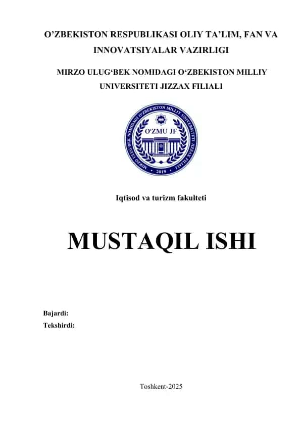 Xizmat koʻrsatishning jahon bozori. Oʻzbekistonda xizmatlar sohasini rivojlantirish istiqbollari