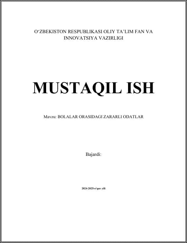 Bolalar orasidagi zararli odatlar