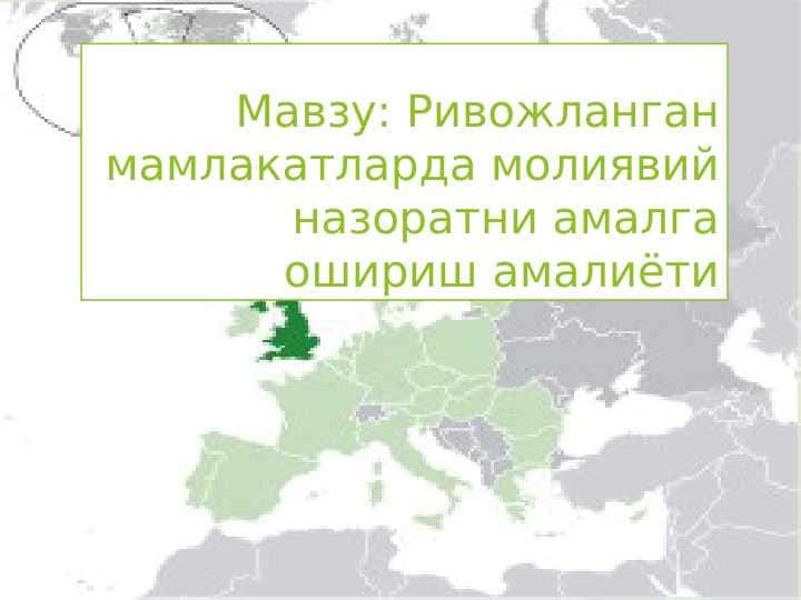 Ривожланган мамлакатларда молиявий назоратни амалга ошириш амалиёти