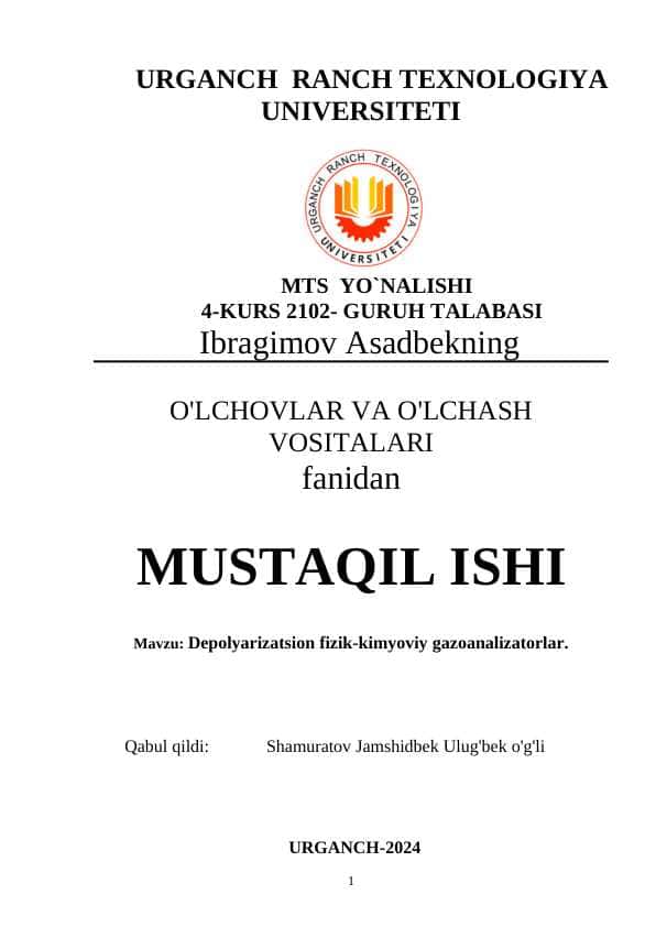 Depolyarizatsion fizik-kimyoviy gazoanalizatorlar
