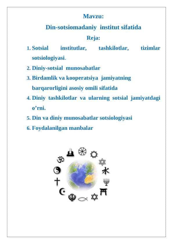 Din-sotsiomadaniy institut sifatida 24
