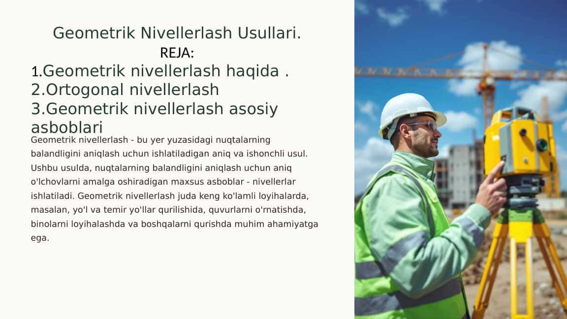 Geometrik Nivellerlash Usullari.