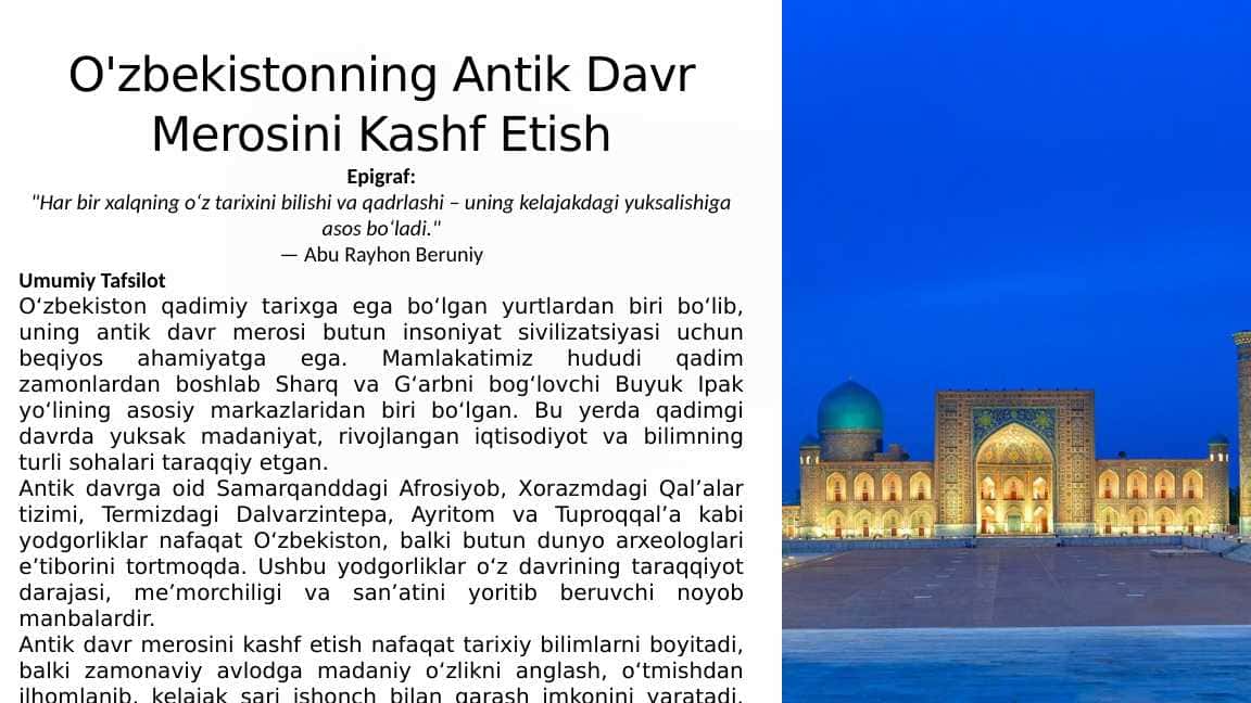 Ozbekistonning-Antik-Davr-Merosini-Kashf-Etish