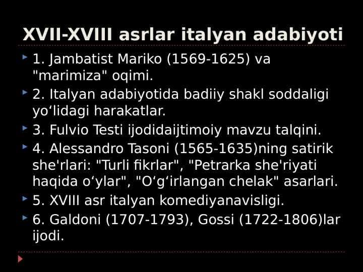 XVII-XVIII asrlar italyan adabiyoti