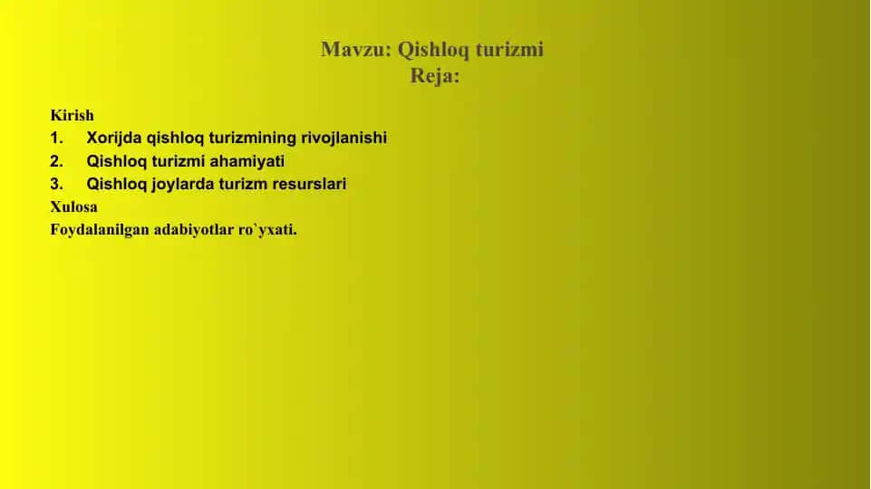 Qishloq turizmi
