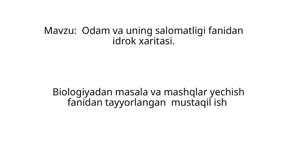 Masala mashq tuzish va yechish metodikasi. Idrok xarita