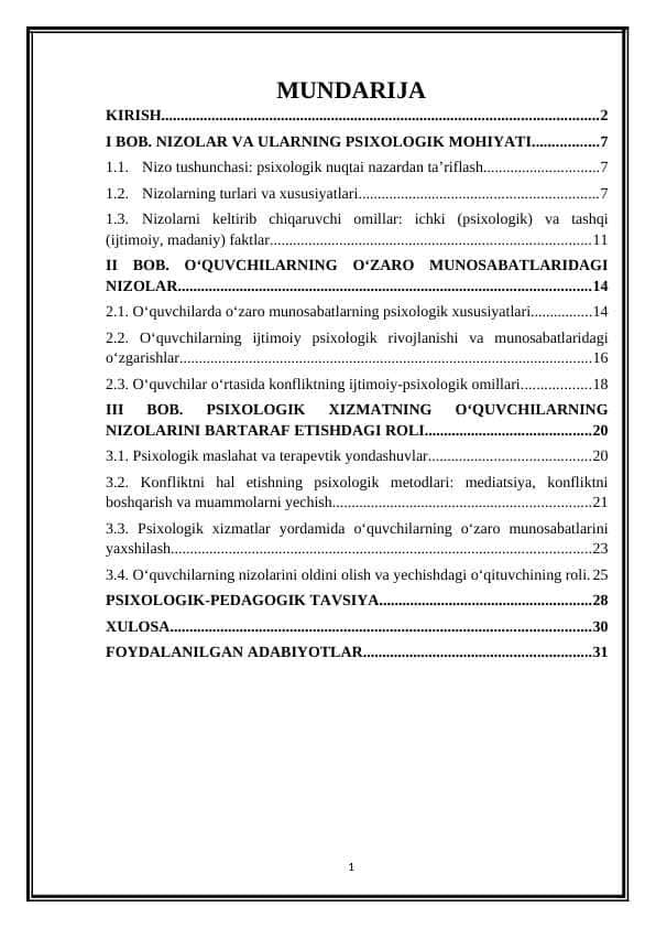 Oʻquvchilarni oʻzaro munosabatlardagi nizolaridan psixologik xususiyatlari