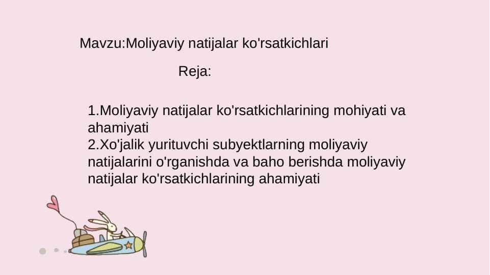Moliyaviy natijalar ko'rsatkichlari
