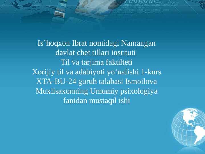 Chet el psixologiyasida shaxs nazariyalari