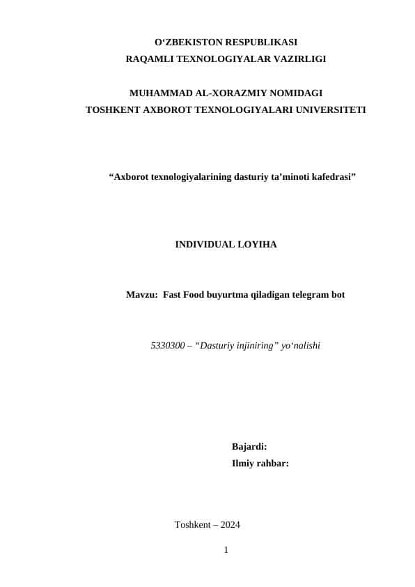 Oline ovqat buyurtma qilish
