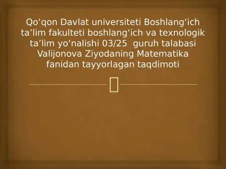 Toʻplamlar va ular ustida amallar