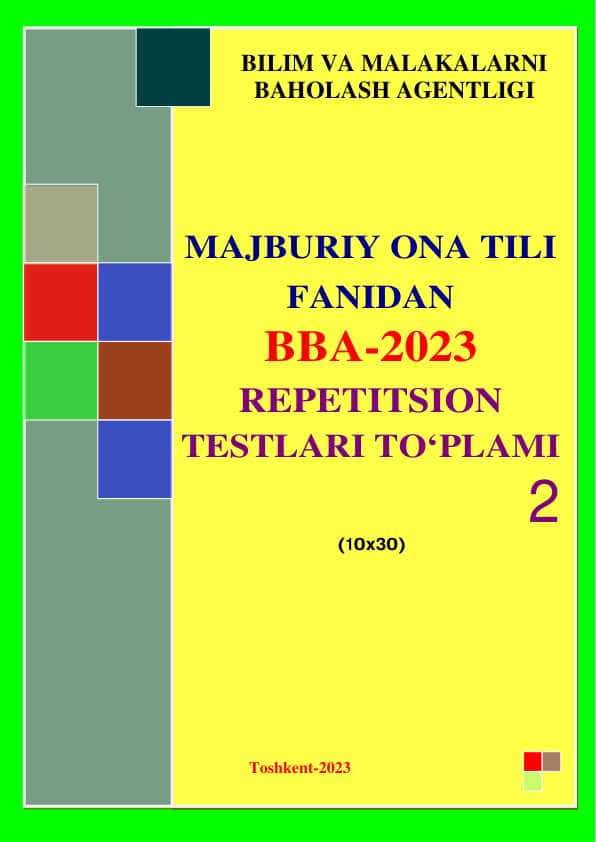 Majburiy ona tili fanidan 10 talik variant testlar
