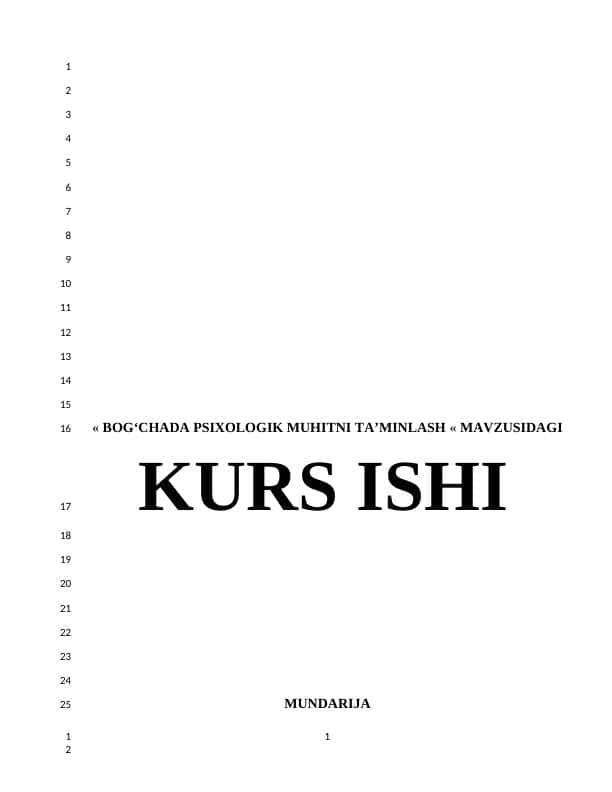 Bog‘chada psixologik muhitni ta’minlash