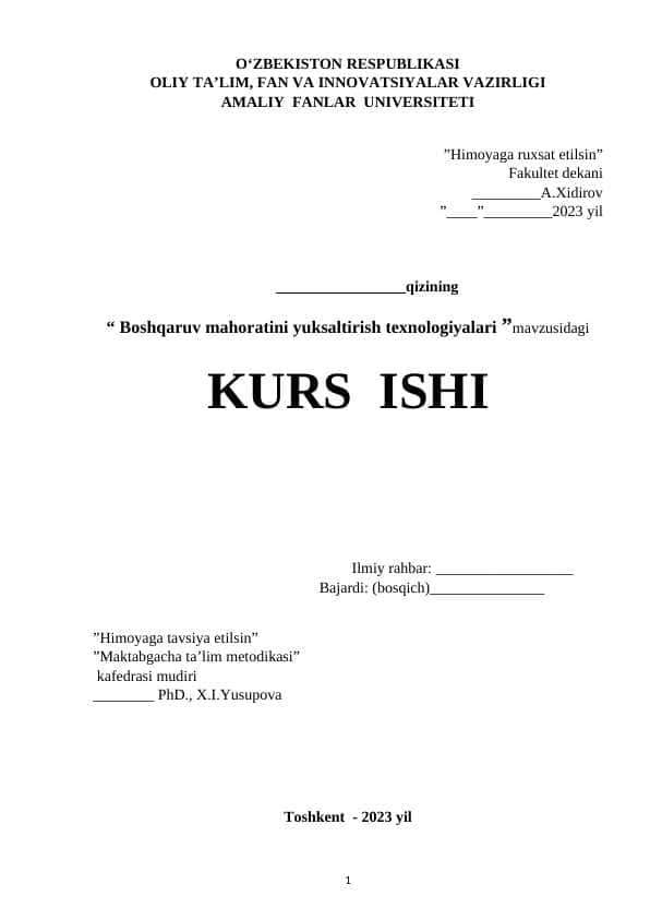 Boshqaruv mahoratini yuksaltirish texnologiyalari