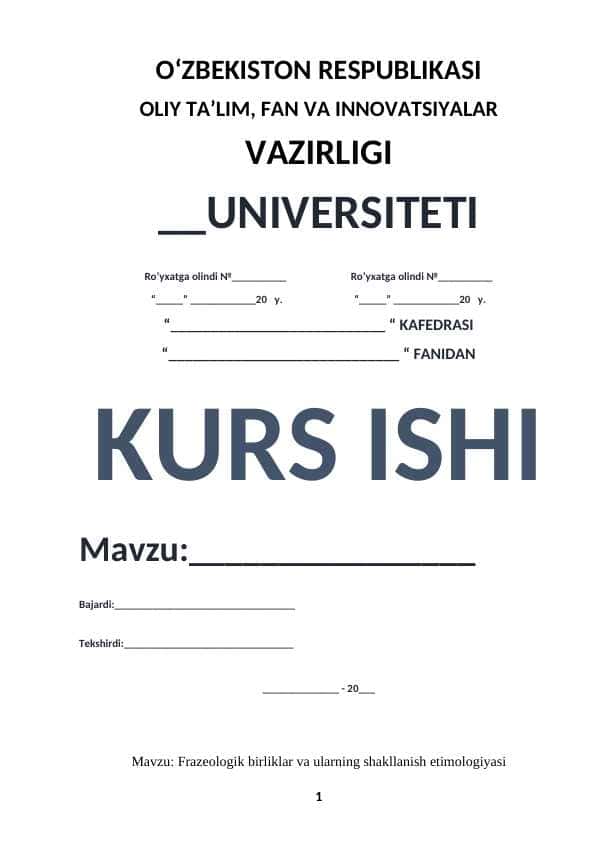 Frazeologik birliklar va ularning shakllanish etimologiyasi