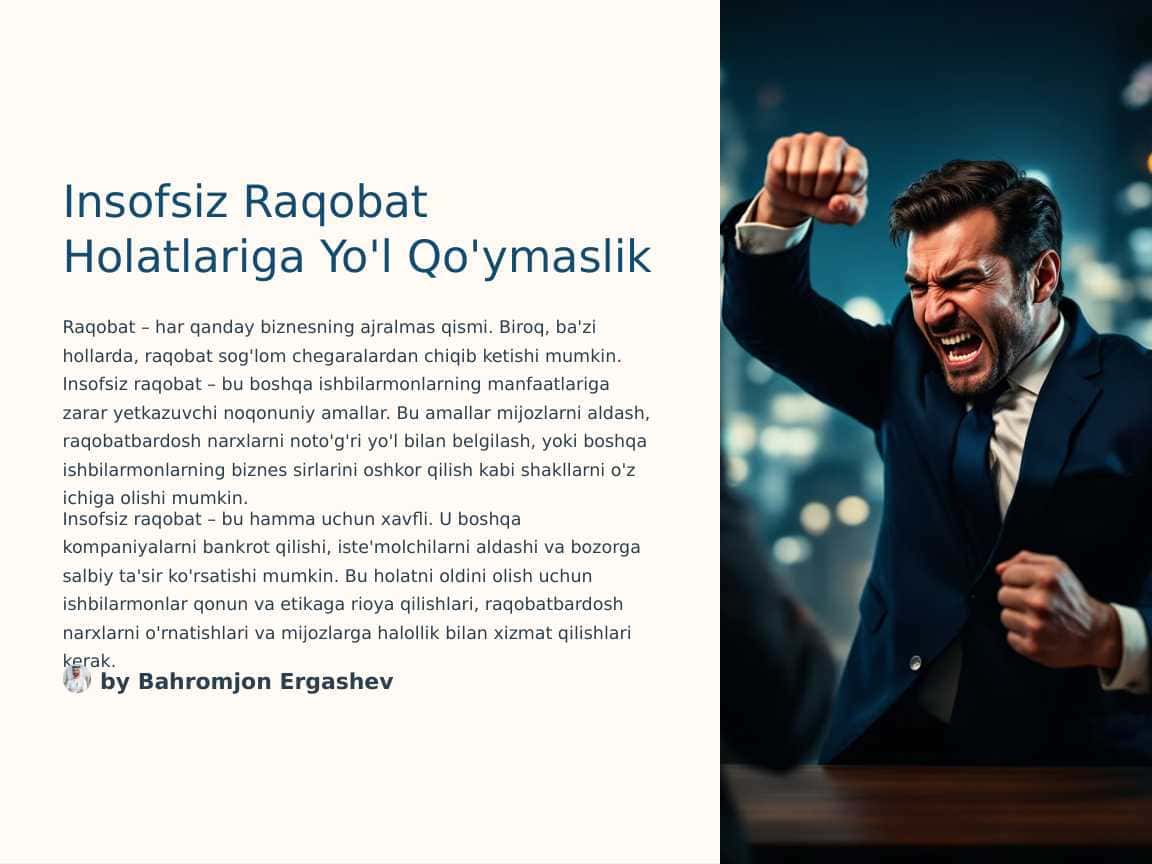 INSOFSIZ RAQOBAT HOLATLARIGA YO’L QO’YMASLIK