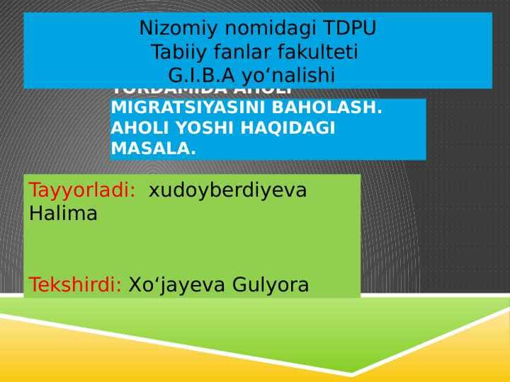 Matritsalar yordamida aholi migratsiyasini baholash