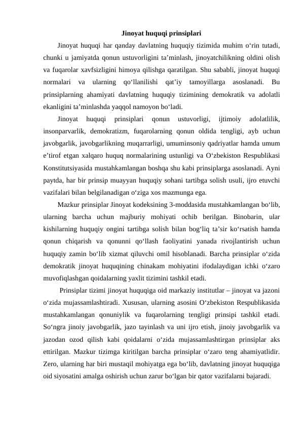 Jinoyat huquqi prinsiplari