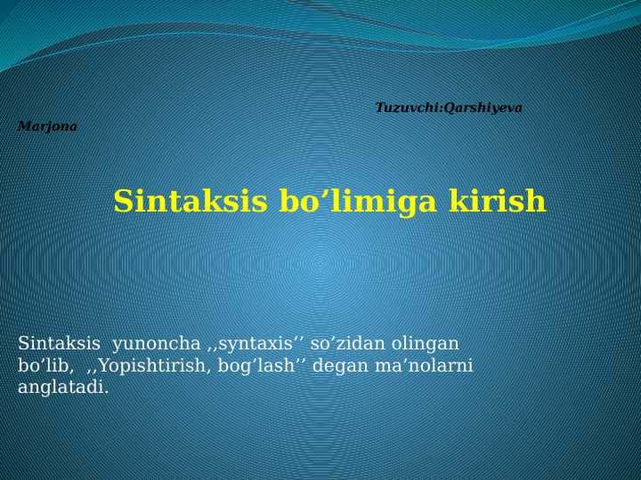 Sintaksis boʻlimi prezentatsiya