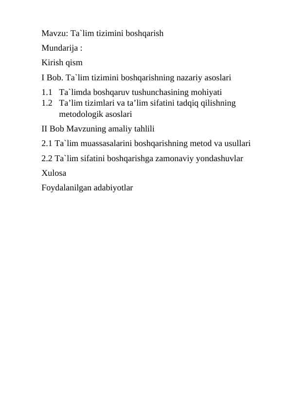 Ta`lim tizimini boshqarish