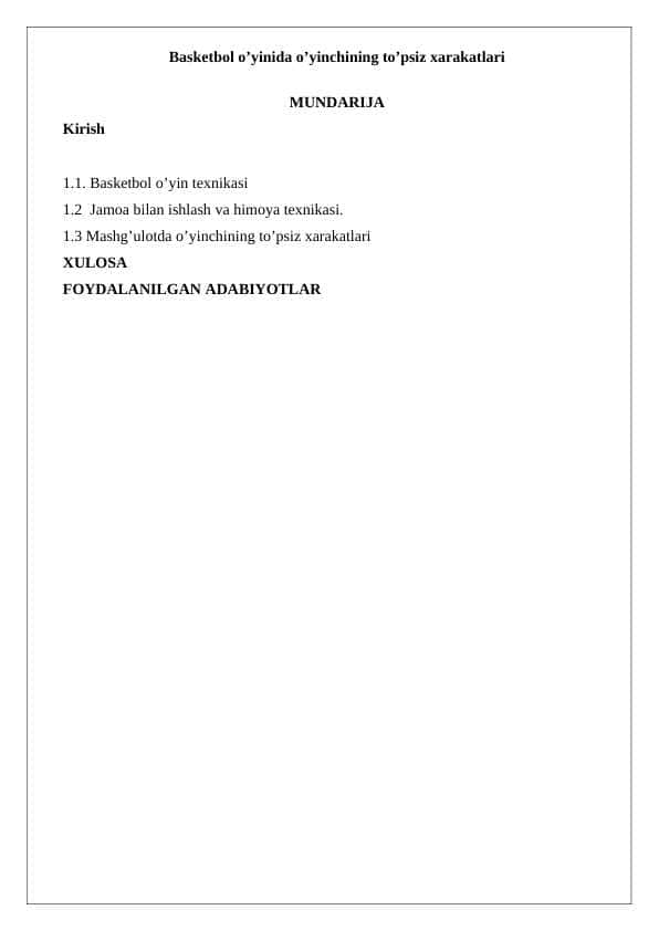 Basketbol o’yinida aldash xarakatlari (fintlar)