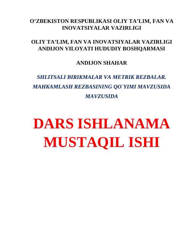 SHLITSALI BIRIKMALAR VA METRIK REZBALAR