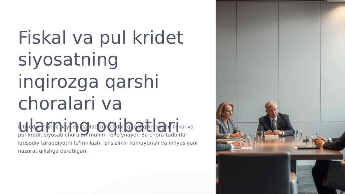 Fiskal va pul kridet siyosatning inqirozga qarshi choralari va ularning oqibatlari