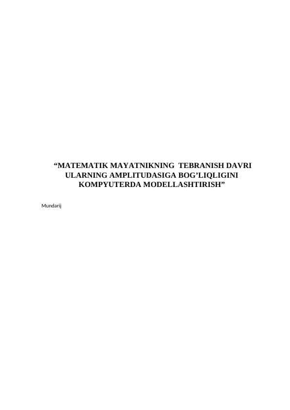 Matematik mayatnik