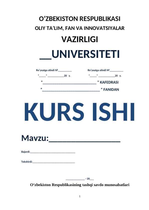 O‘zbekiston Respublikasining tashqi savdo munosabatlari