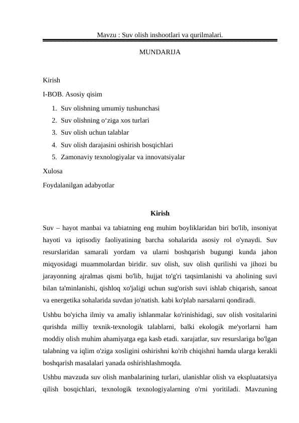 Suv olish inshootlari va qurilmalari