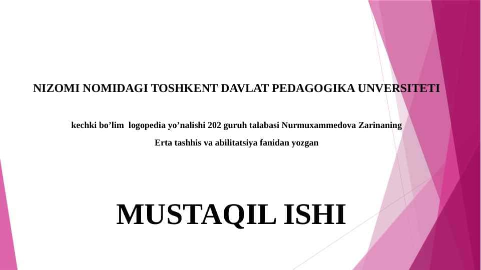 Ilk yoshdagi bolalarning ota-onalari bilan ishlash