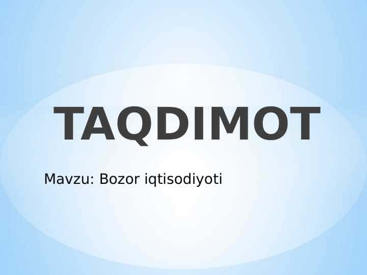 Bozor iqtisodiyoti