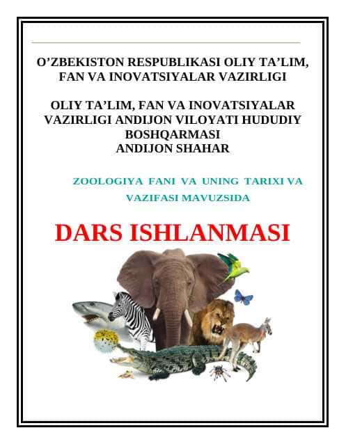 ZOOLOGIYA FANI VA UNING TARIXI VA VAZIFASI