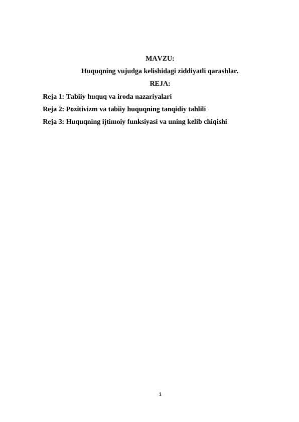 Huquqning vujudga kelishidagi ziddiyatli qarashlar.