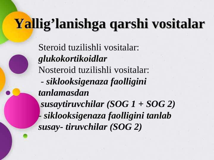 Yallig’lanishga qarshi vositalar