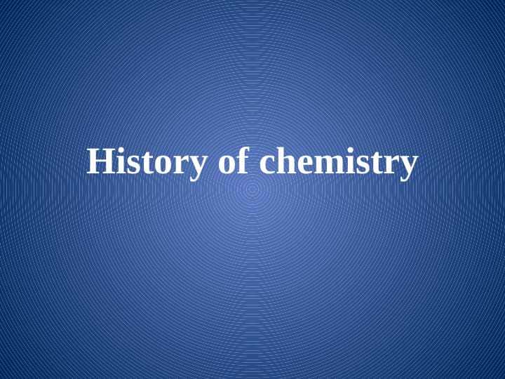 History of chemistry