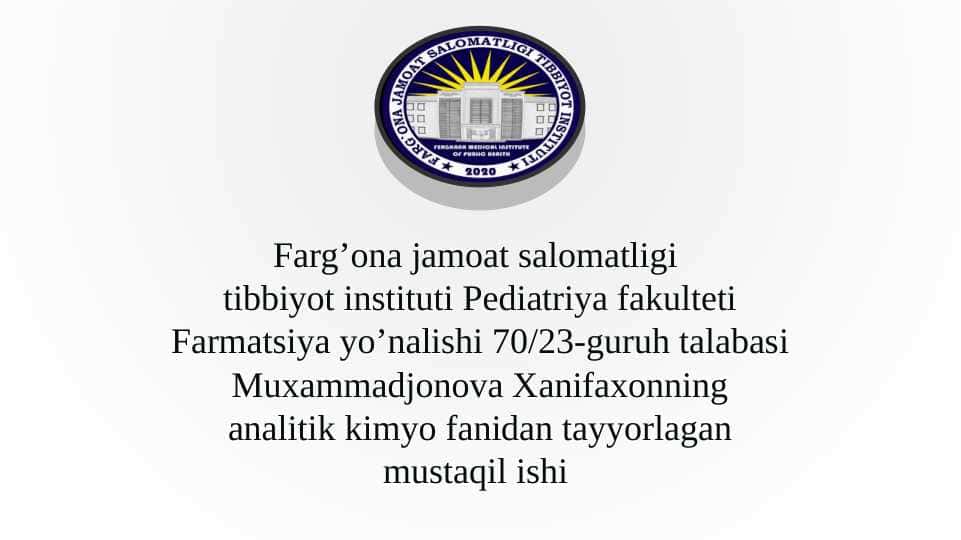 Ekstraksion jarayonning farmasevtik tahlilda ishlatilishi