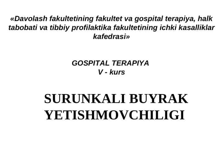 Surunkali buyrak yetishmovchiligi