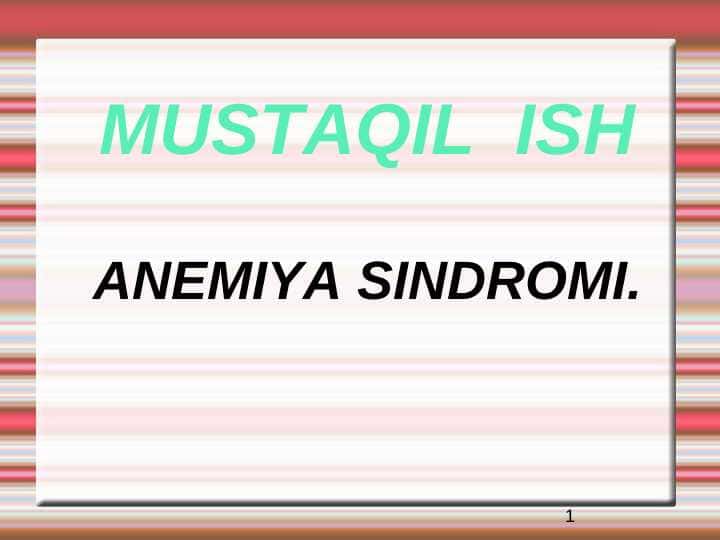 Anemiya sindromi