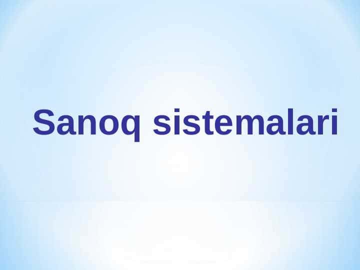 Sanoq sistemalari