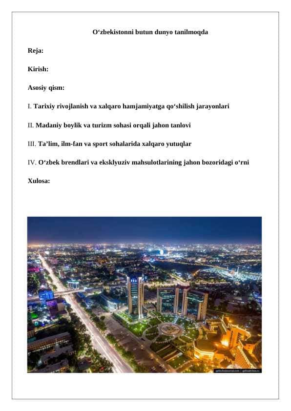 O‘zbekistonni butun dunyo tanimoqda 24