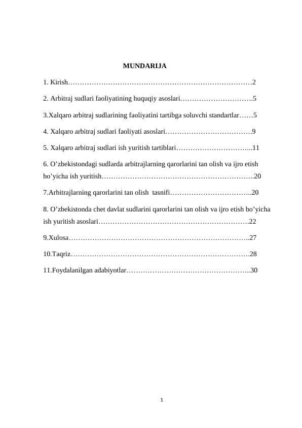 CHET DAVLATLAR SUDLARINING VA ARBITRAJLARINING HAL QILUV QARORLARINI TAN OLISH VA IJROGA QARATISH TO’G’RISIDAGI ISHLARNI YURITISH